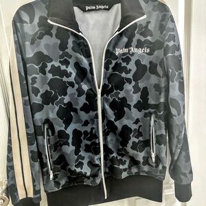 Palm Angels Black Grey Camo Track Jacket Size M Authentic Streetwear